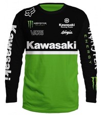 HOT Adult Kawasaki Racing Long Sleeve Shirt For Motorcycle Riders S-5XL picture