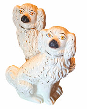 PAIR Antique 1860s English Staffordshire LARGE (#1) Mantle Spaniels 