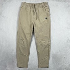 Nike Club Woven Tapered Pants Mens Large Beige Stretch Elastic Waist Commuter picture