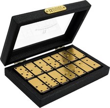 Metal Surface Dominoes Set Double 6 for Adults and Kids - Classic 28Pieces Gold picture