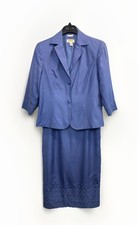 NEW Vintage Talbots Pure Silk 2 Pc Jacket Skirt  Purple Petite 10/12 Embroidered picture
