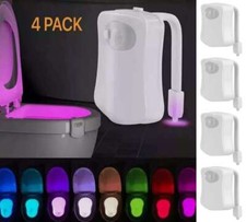 4Pcs Motion Activated LED Bathroom Toilet bowl Night Light 16 Colors Kids Safe picture