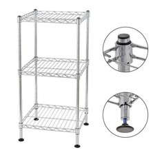 3 Tier Adjustable Storage Shelving Unit Metal Organizer Wire Rack Shelf Silver picture