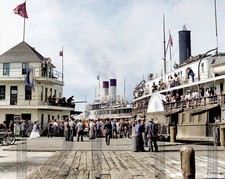1908 Port Huron, Michigan, Steamers at pier. 11 x 14