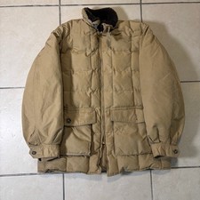 Vintage Eddie Bauer Goose Down Expedition Parka Tan Fur Collar Talon Zip XL picture