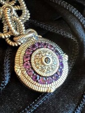 SALE LUXURY GIFT Judith Ripka Silver Sapphire Evil Eye Charm Bracelet 7.5” picture