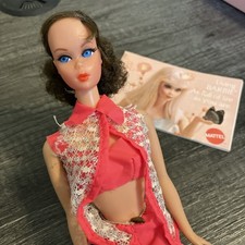 Vintage 1115 Nape Curl Talking Barbie Doll -Mute Brunette Hair w Outfit Knees X3 picture