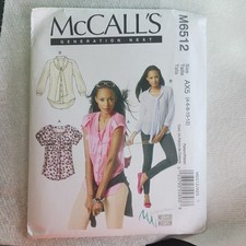 Mccalls M6512 Misses Blouses, Sizes Ax5 4-6-8-10-12 New Uncut picture