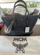 NWT MCM MILLA LARGE PHANTOM GREY LEATHER TOTE BAG picture