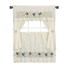 PowerSellerUSA 5-Piece Embellished Tailored Kitchen Curtains Set, Cafe Curtains picture