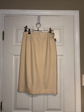 NWT Women’s Vintage Worthington Cream 100% Pure Wool Pencil Skirt Size 6P picture