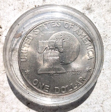 1776-1976 Eisenhower Liberty Bell Moon Silver One Dollar US Bicentennial Coin picture