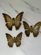 Metal Wall Butterflies Vtg Brass Colored Homeco Home Interiors Art Home Decor picture