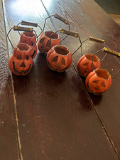 Boyds Bears Mini Jack-O-Lantern Pumpkin Pails Figurines Set of 6, Retired picture