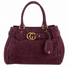 Gucci Running GG Tote Eggplant Purple Suede Satchel Bag Purse Auth Exc Condition picture
