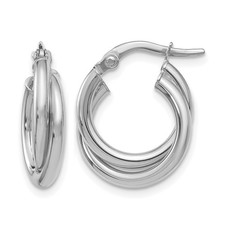 Leslie's Twisted Double Hoop Earrings 15x4mm 14k White Gold Italian Women's picture