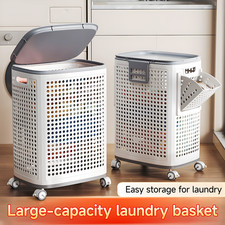 Joybos Large Laundry Basket with Lid - Foldable Ventilated Plastic Storage Bin picture