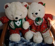 Vintage 1986 Kmart Christmas Bear Set Boy&Girl Plush Holiday Collectible Toy 22