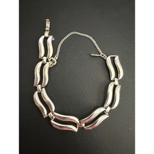 Vintage Monet Link Bracelet Silver Tone Modernist picture