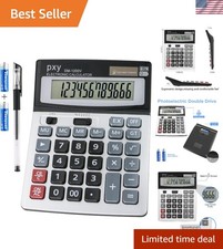 Stylish 12-Digit Hand Calculator - Solar & Battery Power, Perfect for Office Use picture