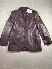 NWT VTG Etienne Aigner Oxblood Leather Blazer Jacket Deadstock Sz 12 picture
