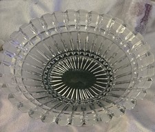 Vintage 24% Lead Crystal Oval Bowl;Brilliant File Cut Panels picture