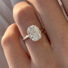 4Ct Cushion-Cut EF/VS1 Lab Grown Diamond Half Bezel Wedding Ring 14k Yellow Gold picture