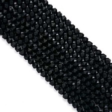 Black Onyx Matte Faceted Star Cut Beads 4mm 5mm 7mm 9mm 15.5