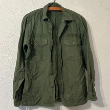 1967 Vintage USMC OG-107 Sateen 14.5 x 33 Cotton Utility Shirt 60s Vietnam Era picture
