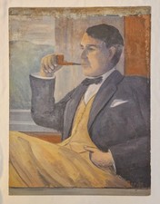 Birger Birger-Ericson Swedish Portrait Gentleman Pipe Gouache Signed 1904-1994 picture