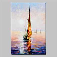 Small Sailboat on Sea Hand-Painted Oil Painting Canvas Wall Art MQ1269 picture