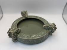 ANTIQUE KOREAN EWHA WOMANS U INLAID CELADON GLAZED POTTERY BRUSH WASH ASHTRAY 7” picture