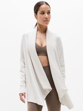 Athleta Women's $89 Pranayama Restore Rib Wrap Open Front Cardigan Bone Rib picture