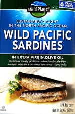 Wild Planet Wild Pacific Sardines 6 x 4.4 Oz Cans in Extra Virgin Olive Oil picture