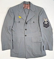 WWII US Navy Damage Control Chief Petty Officers CPO Gray Uniform Dress Jacket picture