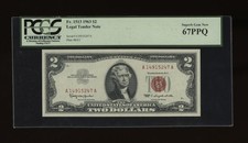DBR 1963 $2 Legal Superb Gem Fr. 1513 PCGS 67 PPQ Serial A14915247A picture