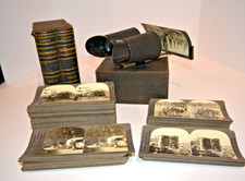 Keystone View Co Stereoscope Picture Viewer w/ 88 Stereoview Cards World War Set picture