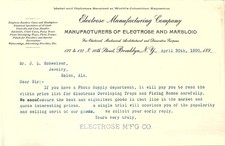 1899 Electrose Mfg. Co. Brooklyn letterhead, photo supplies picture