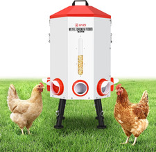 70-80 lbs Large Automatic Chicken Feeder  8 Ports Galvanized Metal Adjustable picture