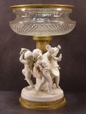 LG Antique BACCARAT Cut Crystal Figural Parian Centerpiece Stand Epergne Compote picture