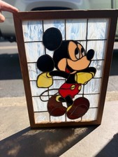 Vintage Disney Mickey Mouse Stained Glass Window Hanging 16