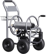 Giraffe Tools Metal Industrial Garden Hose Reel Cart with Wheels 5/8
