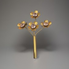 Vintage Old  Czech Republic Brass Brooch, Flower Bouquet , With Crystals 4x3 in picture