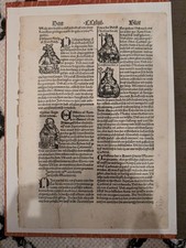 1496 Nuremberg Chronicle Original Leaf – Woodcut Portraits of Popes and Bishops picture