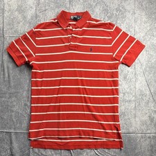Vintage Polo Ralph Lauren Mens M Red White Striped Polo Shirt Pony Logo picture