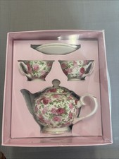 Grace teaware Rose Porcelain Tea Set- Elegant Teapot and Cups and saucers NWT picture