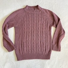 Vintage Liz Thomas Mauve Cable Knit Mock Neck Sweater Women’s Medium picture