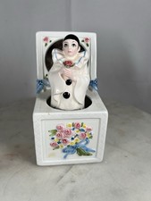 Vintage Schmid Pierrot Baby Love Porcelain Music Box Mime Jack In The Box picture