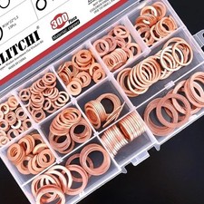 400PCS Copper Crush Washer Assortment Kit M5-M14 Metric Copper Sealing Washers picture