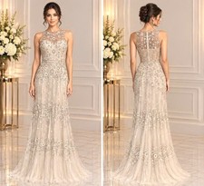 Melissa Sweet Ivory Floral Beaded Tulle Sheath Wedding Dress Size 8 $988 picture